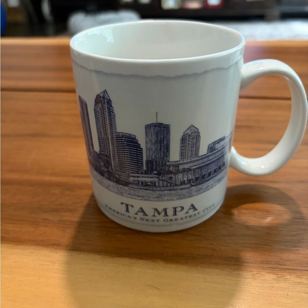 Starbucks White and Blue Tampa Mug 2008. 18oz architect series.